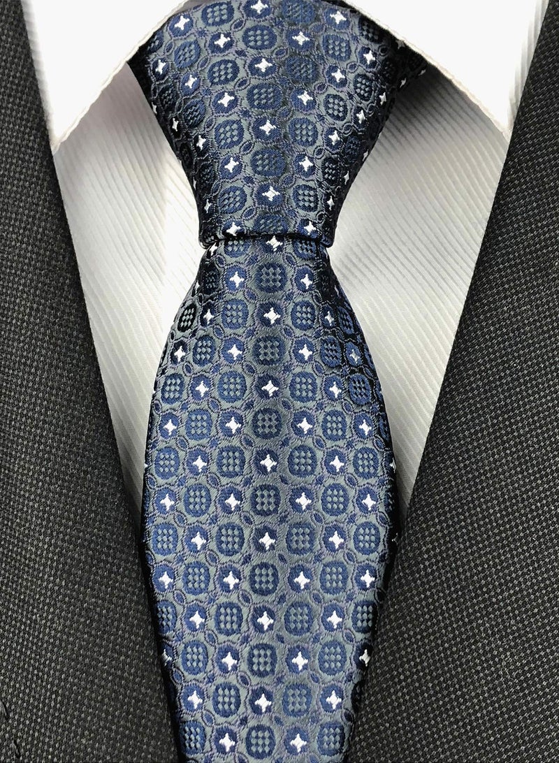 Ctskyte Slim Silk Necktie for Men Woven Jacquard Patterned Business Wedding Skinny Ties (Patterned 1, One Size) - Image 2